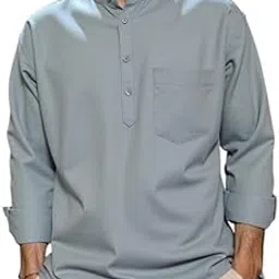 new-18 Cotton Men’s Kurta – Solid Short Style with Pocket and Chinese Neck-picture-16