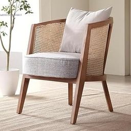 Mukund Craft House Solid Wood Cane Dining Chair, Grey Upholstered Seat, Natural Finish, 70.5 x 54 x 77.5 cm-23