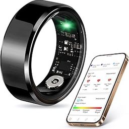 momots Smart Ring for Fitness & Health Tracking,Heart Rate/Blood Oxygen Monitor,5ATM Waterproof,Sleep Analysis, Pedometer-No APP Subscription Compatible with iOS&Android (Black, 8)-26