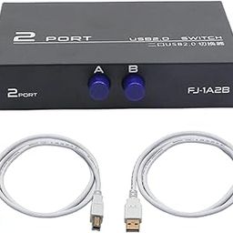 2 Port USB 2.0 Sharing Manual Switch Box Hub 2 PCS Share 1 USB 2.0 With 1.2mtr Printer Cable Selector Switch for PC Sharing Switch Box Computer Scanner-Black-25