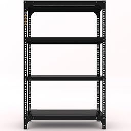 FIDVI 4-Tier Slotted Angle Metal Rack | 09x23x36 inches Heavy Duty Powder-Coated Steel Storage Shelf | Multipurpose Organizer for Home, Office, Garage & Store Room | DIY Assembly | Black (Blackk)-image-30