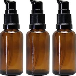 30 ML Amber Color Round Empty Glass Bottle with Lotion Pump & Black Cap for Essential Oils, Blends, DIY Skin Care, Cosmetics, Multipurpose Bottle (Pack of 3)-5