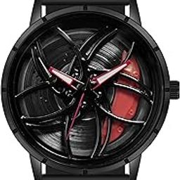 Spinning Car Wheels Gyro Men's Sport Watch| Rotating Wheel Dial Metal Strap Analog Silicone Strap Luxury Watches for Boy's and Men-image-92