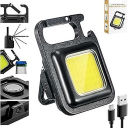 Crowd Clicks® 800 Lumen Rechargeable COB Keychain Work Light with 4 Lighting Modes, Magnetic Base, Keyring LED Torch Keychain Flashlights Mini Work Light for Workshop, Repairing, Emergency-32