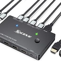 USB Type-C KVM Switch 4K@60Hz,MLEEDA USB C Switch for 2 Computers Share 1 Monitor and 4 USB Devices,Compatible with Thunderbolt 3,with 100 W Power Delivery Option,Wired Remote and 3 Cables Included-image-63