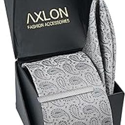 Tie for Men – Geometric Silk Neck Ties Set with Cufflinks Flower Pin, Pocket Square & Black Gift Box, Combo Necktie Sets for Office Wear, Formal Suits (Metallic Silver, NXSMX_268)-image-91