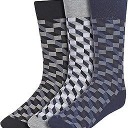 Men's Cotton Calf Length Check Print Formal Socks Combo of 3(SCS-13.1)-image-36