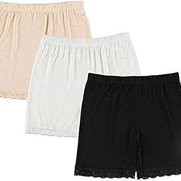 Women's Girl's 4 Way Stretch Cotton Short Length Lace Cycling Shorts/Yoga Shorts/Under Skirt Shorts/Safety Shorts,Free Size (Pack of 2)-image-21