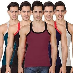 Men's 100% Cotton Gym Vests Round Neck Racerback Rib Vest with with Contrast Binding Grab The Combo Pack of 5 for Ultimate Comfort and Style!-image-51