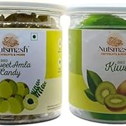 Nutsmash Healthy Dehydrated Fruits Combo of Sweet Amla Candy 200G + Basil Seeds 200G-image-88