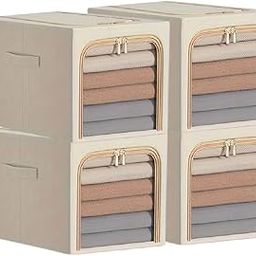 ALLWIN HOUSEWARE W Foldable Steel Frame Clothes Organizer Storage Box (Pack Of 4) Cloth Wardrobe Organizer for Storage Home, Bedroom with Handle - 31 Liters-image-47