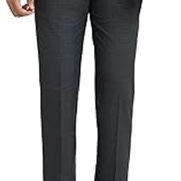 Men's Regular Fit Mid Rise Checks Pattern Poly Viscose Blend Flat Front Formal Trouser-10