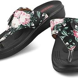 Floral Print Thong Slides for Women | Anti Skid Footwear for Ladies | Soft Cushioned Comfortable Sole | Waterproof Rain Sandals for Females | Ultra Light Stylish Casual Wear-picture-10