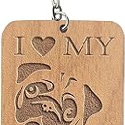 Keyrings I Love My Dog Gift Engraved Wooden Keychain Car Bike Home-picture-11