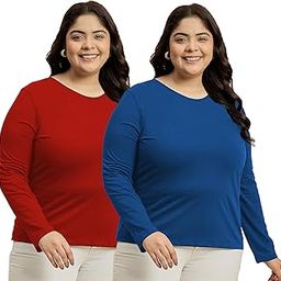 Women Plus Size Full Sleeve Cotton T-Shirts Combo Pack of 2_Casual, Gym, Sports, Lounge Wear Tops for Women (XL, XXL, 3XL, 4XL, 5XL)-image-63