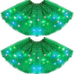 2 Pack LED Tutu Skirt Layered Tutus for Women Light up 80's Tulle Tutu Skirt Party Carnival Costume-image-57