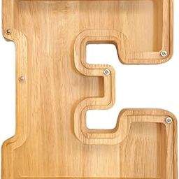 WeiDu77 Twenty-six English Alphabet A-Z Letter Piggy Bank ,Large-Capacity Transparent Wooden Alphabet Piggy Bank，Personalized Coin Savings Box, Name DIY Creative Purchase Combination.（E）-image-11