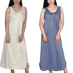 Women's Cotton Full-Length Nighty Slips – Soft and Comfortable Innerwear for Summer (Pack of 2)-PN-image-87