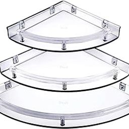 DRIZZLE Corner Shelf Super Clear | Unbreakable Transparent Bathroom Shelves | Multipurpose Use (Size 7 inch, 9 inch, 11 inch) - Set of 1 (3 Pieces)-16