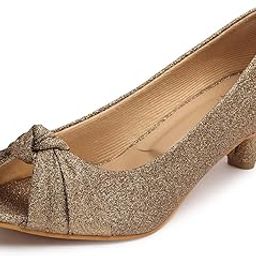 Women's Copper Elegant & Trendy Low Heels | Sparkling Peep Toe Pumps with Chic Knot Design Peep Toes for Girls & Women-picture-11