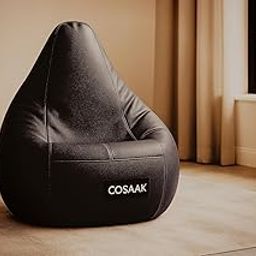 COSAAK XXL Teardrop Leatherette Bean Bag Chair Cover Without Beans, Livingroom, Bedroom, Garden, use for Indoor Gaming and Reading Chair, (Brown, XXL, Solid)-image-90