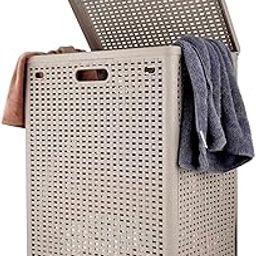 Nayasa Sweety Laundry Basket | Foldable Laundry Basket For Clothes With Lid | Laundry Bucket | Laundry Bin | Cream-picture-11
