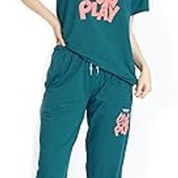 Night Suit for Womens Typography Printed Cotton Night Dress of Top and Joggers-image-43