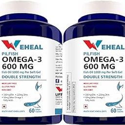 Weheal Double Strength Fish Oil 1000MG with Omega 3 600MG (60 Softgel Capsules)-Pack of 2-image-65