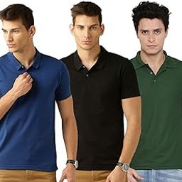 Men's Regular Fit Cotton Blend Polo T-Shirt(Multicolor)-image-96