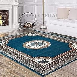 CARPET CAPITAL Acrylic 5X7feet Soft Floral Carpets and Rug for Living Rooms Bedroom Kitchen and Hall Home Decor Big Size with Anti Slip Size (5X7 FEET 150X200cm S.Blue Color, rectangular)-image-61