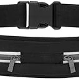 2 Pocket Sport Running Marathon Waterproof Waist Bag Pouch & Belt for Running, Travel, Hiking, or Jogging (Black)-image-13