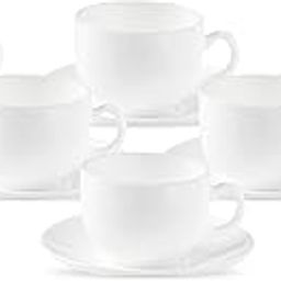 La Opala Diva, Opal Glass Crockery | Cup & Saucer Iris Regular, Set of 12 | Plain White, 160 ml | for Tea & Coffee | Microwave Safe | 100% Vegetarian | Extra Strong | Super Light | Super White-image-2