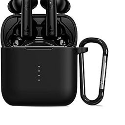 Sounce Earphone Case Cover Compatible with Boat Airdopes 141, Soft Silicone Skin Case Cover Shock-Absorbing Protective Case with Keychain [Front LED Visible] – Black-1