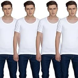 Men's Cotton Vest in Classic White | Slim Fit Bundle (4 Pieces) Innerwear for Everyday Elegance-image-92