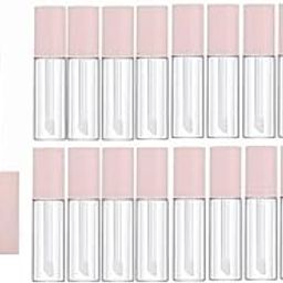 24pcs 4ml Pink Round Premium Travel Empty Lip Gloss,Lip Care,Costemic, Oil Bottles Transparent Empty Clear Lip Containers Tubes,Refillable Bottle with Plug-22