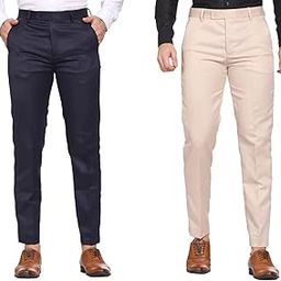 Men's Solid Formal Pants |Regular Fit Casual Trouser | Slim Fit Trouser Combo for Men (Pack of 2)-image-41
