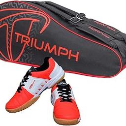 Gowin Badminton Shoe Power Red/White Size-9 with Triumph Badminton Bag 303 Black/Red-image-64