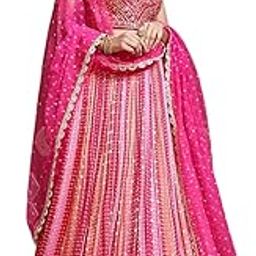 Women's Silk Embroidered Semi-Stitched Lehenga Choli with Dupatta (108-Pink-Wedding-Bridal-New-Lehenga; Free Size)-picture-12