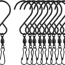 MERISHOPP™ 10X Swivel S Hooks Clips for Hanging Garden Wind Spinners Flower Pot Black-image-11