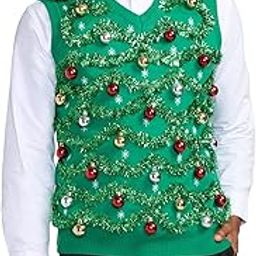 Men's Ornament and Garland Ugly Christmas Sweater - Green and Red Funny Tacky Tinsel Christmas Sweater-image-57