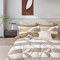 Liza100% Cotton Feel All Around Elastic Fitted Double Bedsheets for Bedroom Queen Size with 2 Pillow Cover(230cm X 250CM)-image-61