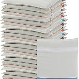 Amazon Brand - Solimo Cotton Saree Bags/Covers with Zip Closure|Wardrobe Organizer with Mesh Window|Single Size (14 x 16 inches)|Pack of 24, Beige-image-76