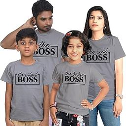 The boss Round Neck Family of 4 Tshirt Set for a Family of 4 - Blue, Pure Cotton (Each Size Sold Separately)-image-11