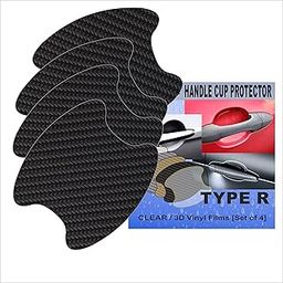 tuf-kote® Car Door Handle Protector 3D Carbon Design Scratch Protection Vinyl Film, Type: R, Black-12