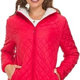 Women's Hooded Lightweight Quilted Short Faux Fur Lined Jacket Outwear Puffer Coat-image-5