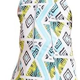 Kids Girls Abstarct Print Sleeveless Swimset with Front Zipper top with Boyshorts-picture-14