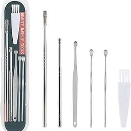 Eltihr Ear Wax Removal Tool Set 6-in-1 Earwax Removal Kit, Innovative Spring Massage Ear Spoon,Reusable Stainless Steel Ear Pick Tools, Portable Ear Cleaning Kit for Home and Travel-image-4