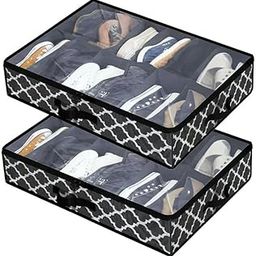 DOUBLE R BAGS Under Bed Shoe Organizer with Zipper, Storage for Sneakers, Heels & Boots – Adjustable Compartments, Dustproof & Space-Saving (24.5 x 29 x 5.5 Inch) (Moracn Black, Pack of 2)-image-43