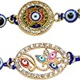 Evil Eye Rakhi Set for Brother Boy Men, Evil Eye Rakhi Set of 2 for Brother, Rakshabandhan Rakhis, Designer Evil Eye Bracelet, Rakshasutra for Bhaiya Men with Best Wishes Card Tilak Set-image-9