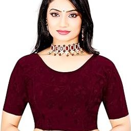 Women's Half Sleeve Lycra Knitted & Printed Round Neck Stitched Blouse Full Stretchable Imported Korean Jacquard Fabric Blouse-image-41